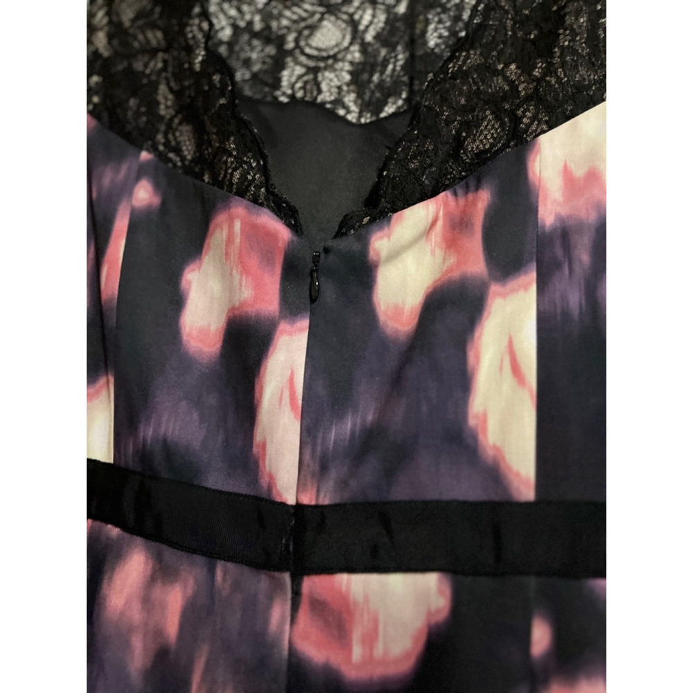 Women's Adrianna Papell Dress Size 16 Black Pink Floral Lace - Picture 8 of 8
